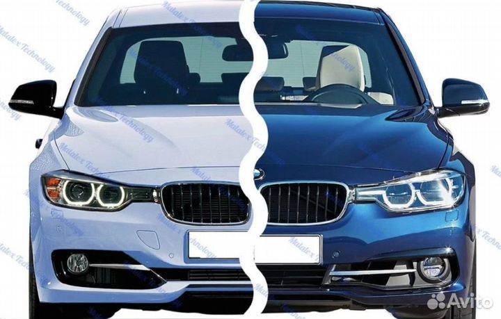 Передние фары BMW F30 на дорест в стиле рест