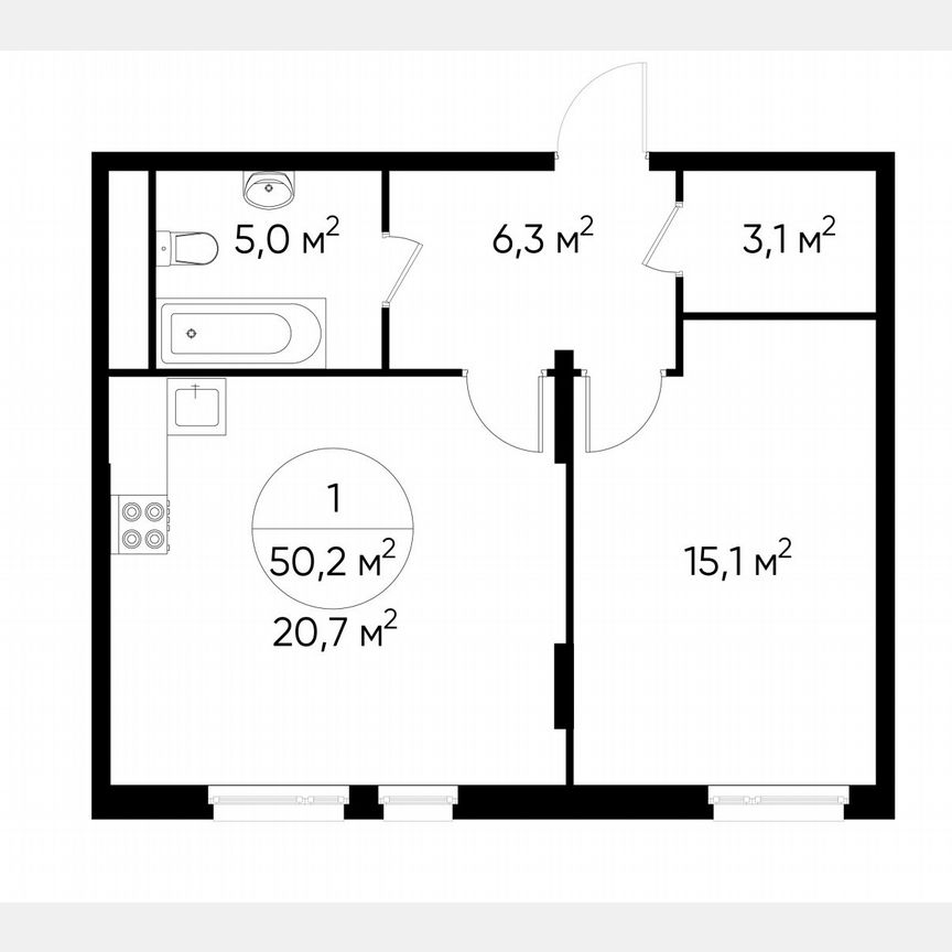 1-к. квартира, 50,2 м², 10/17 эт.