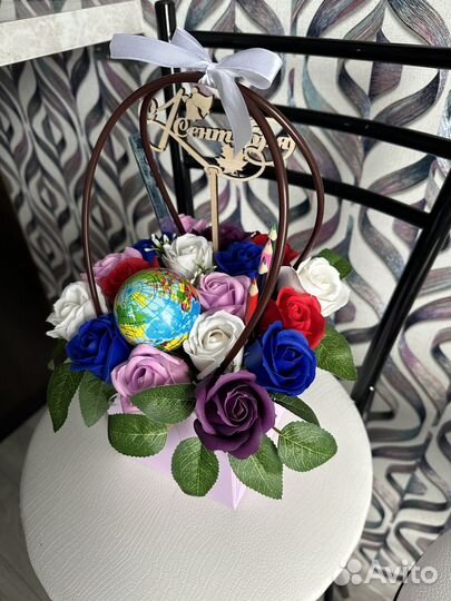 Букет с глобусом учителю