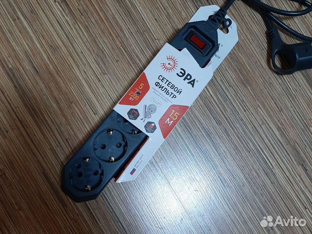 Сетевой фильтр 5розеток 1,5 метра новый