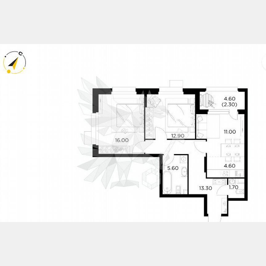 2-к. квартира, 67,4 м², 8/18 эт.