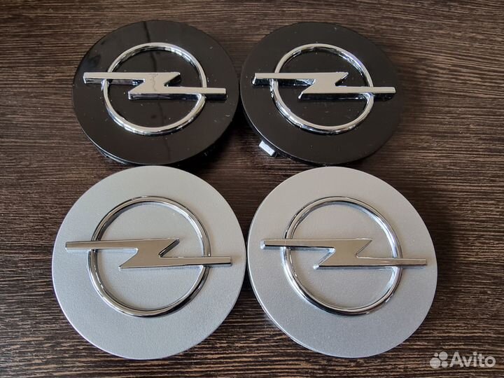 Колпачки на литые диски Opel 64мм серебро/черный