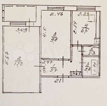 2-к. квартира, 43,4 м², 6/9 эт.