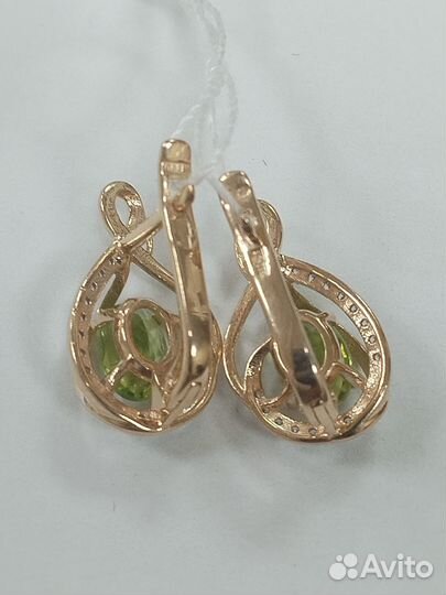 Золотые серьги с фианитом