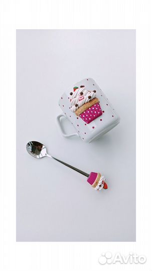 Кружка с ложечкой авторская ручной работы
