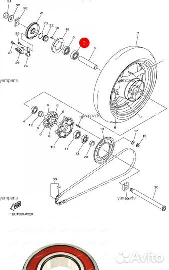 Новый оригинальный подшипник колеса Yamaha R1