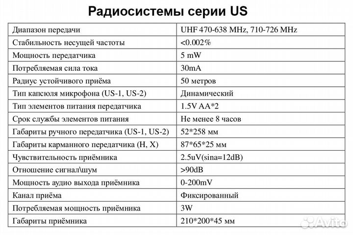 Радиосистема Volta US-1H (622.665)