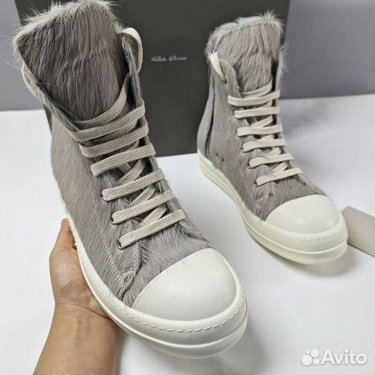 Кеды Rick Owens Ramones Pony Hair Кожаные