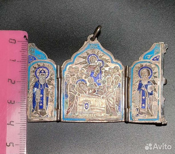Складень (тельник) серебро,эмаль 84. Гим. R