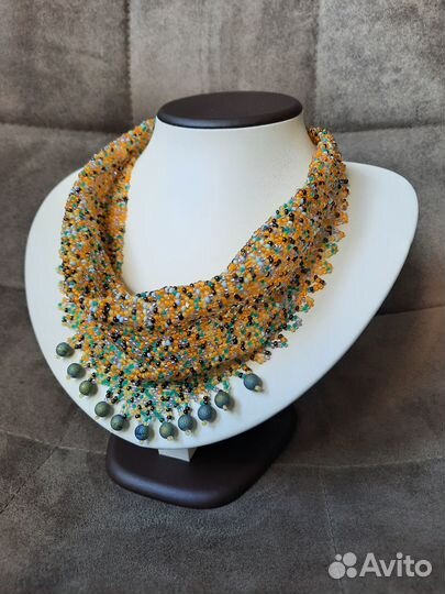 Колье косынка на шею из бисера