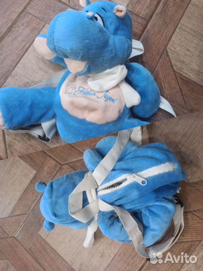 Игрушки мягкие Ослик, бегемот - рюкзак