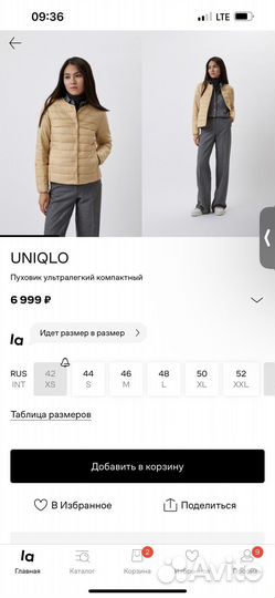 Серая Куртка ультралегкий пуховик Uniqlo