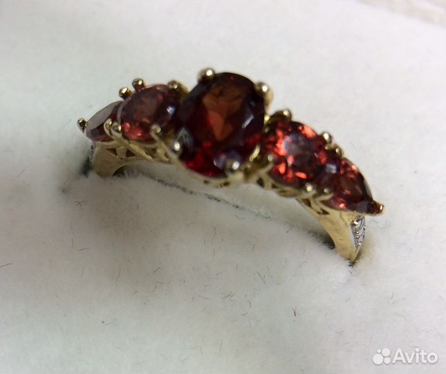 Гранаты+ 2 бриллианта позолота 585 серебро 925 Бог