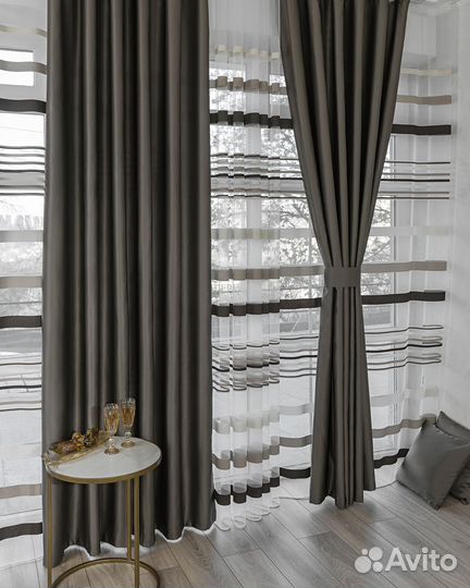 Комплект портьер сатен Адора Мускат шторы