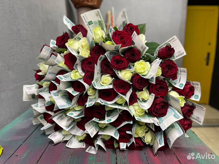 101 Роза цветы букет из денег