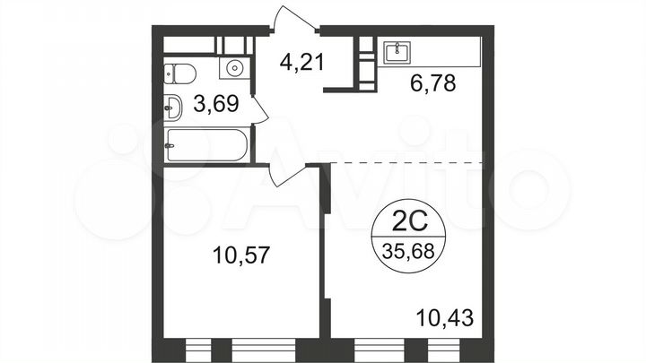 2-к. квартира, 35,7 м², 17/17 эт.