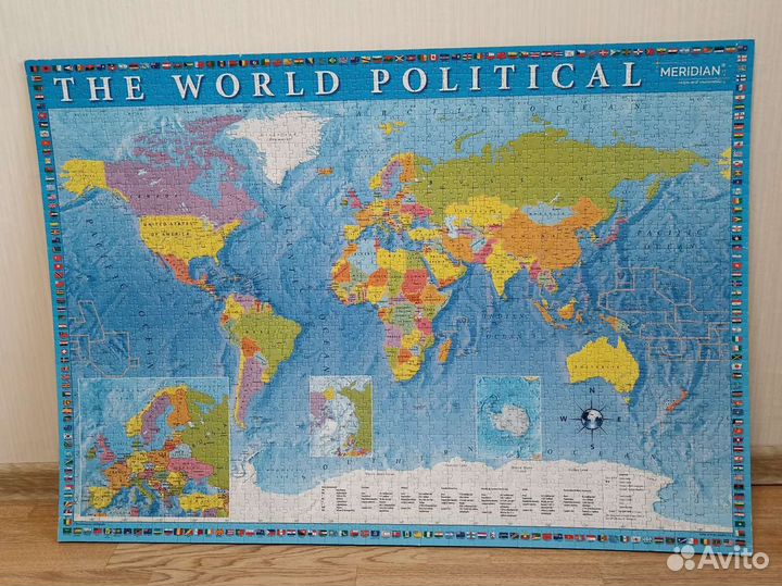 Пазл карта мира на английском языке собранный