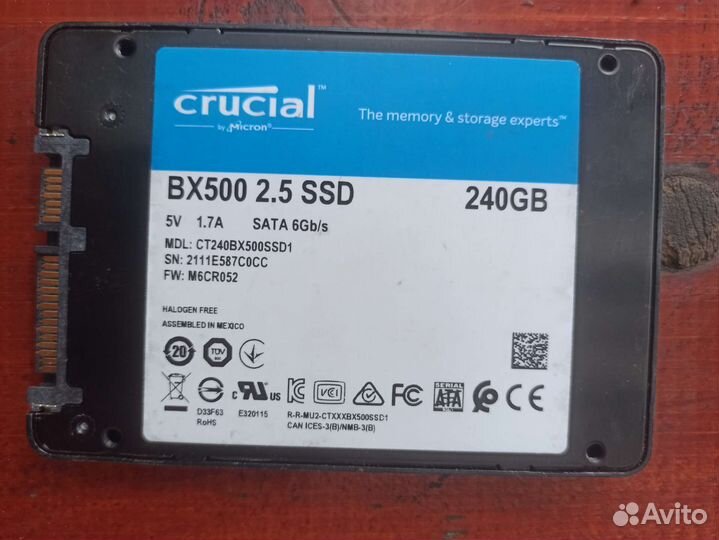 Жёсткий диск ssd crucial bx 500 240gb