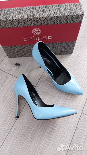 Туфли лодочки голубые 35