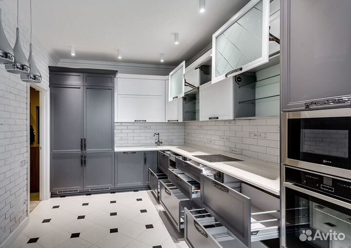 Кухня Серая Классик на заказ собственное производс