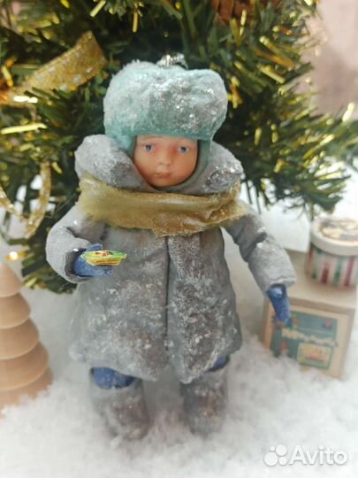 Ватная игрушка на ёлку. Высота 12см