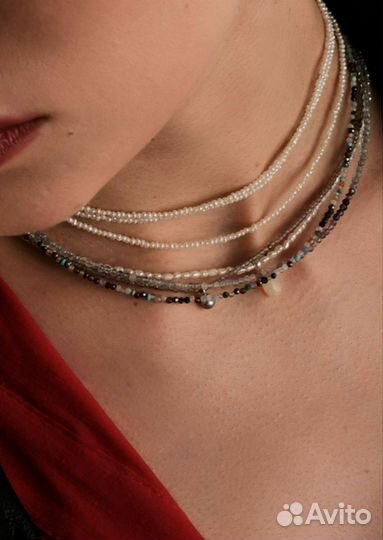 Колье Чокер с сердечком из цирконов