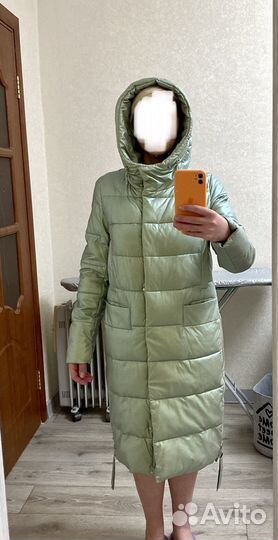 Пуховик из экокожи зимний