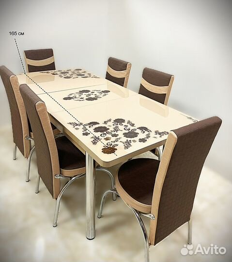 Стол обеденный раздвижной и стулья 6 шт