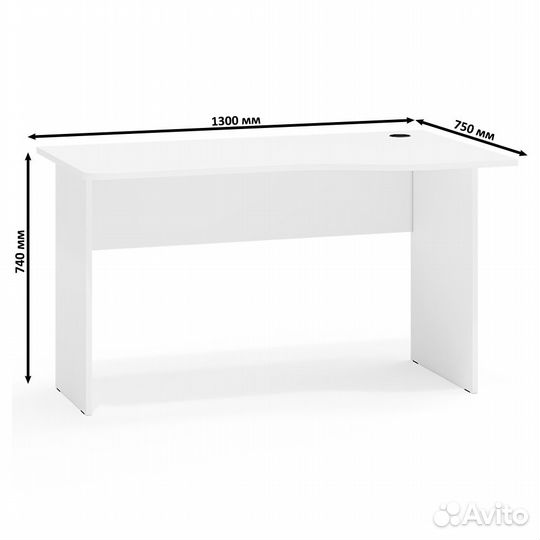Стол письменный Мебельный Двор мд 1.04 цвет белый шагрень, шхгхв 130х75х74 см