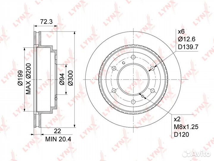 Диск тормозной зад BN1098 lynxauto