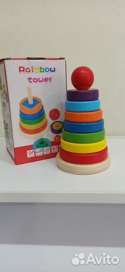 Деревянная пирамидка Монтессори Развивающая игрушк