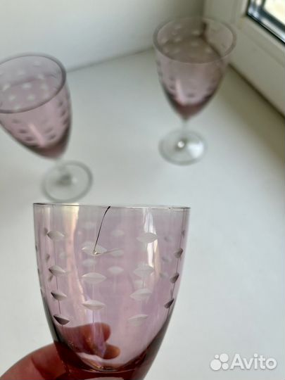 Фужеры бокалы марганцевое стекло СССР