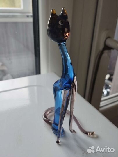 Котик из цветного стекла 12 см
