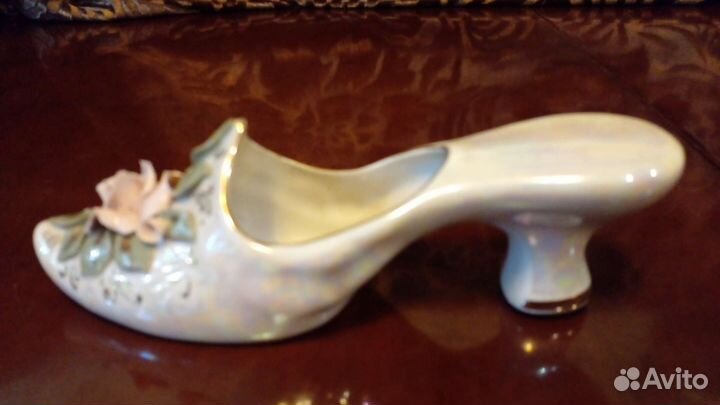 Кисловодский фарфор, статуэтка, туфелька с цветком