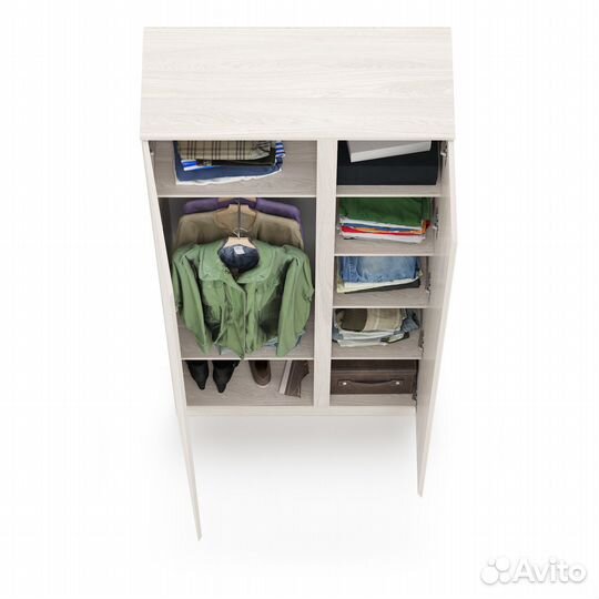 Шкаф комбинированный с зеркалом Ника 13.11, цвет ясень анкор светлый, шхгхв 91,8х38,3х207,9 см., уни