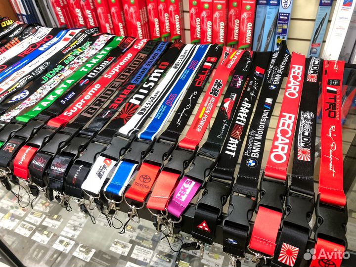 Шнурок JDM для ключей на шею с карабином (ланъярд)