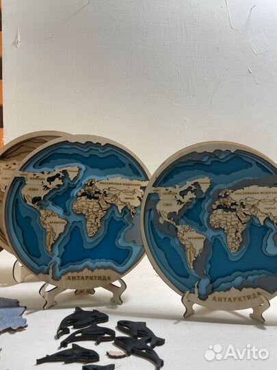 3D раскраска карта мира многослойсная