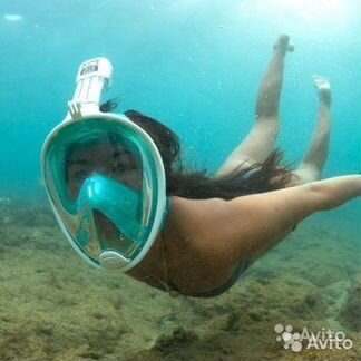 Маска для снорклинга голубая L/XL