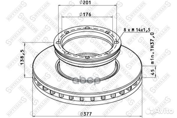 85-00701-SX диск тормозной задн 377/176x45/13