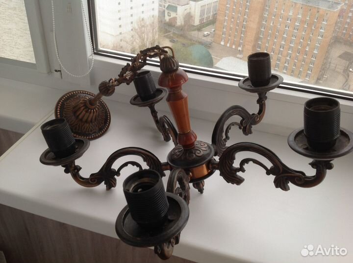 Люстра под бронзу 5 Рожков с плафонами