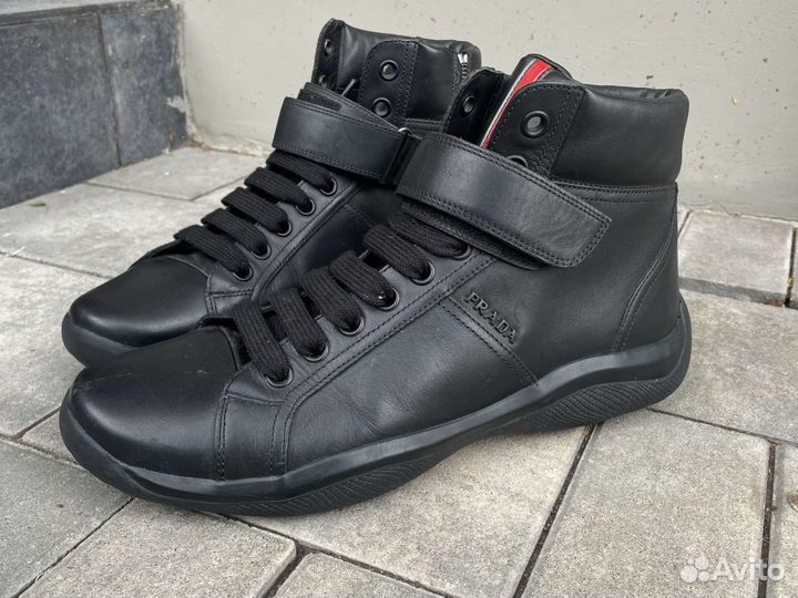 Ботинки Prada high Trainers 4T 2789 7 кожаные