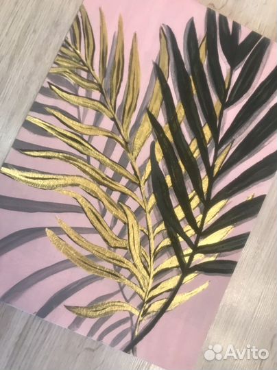 Картина с золотом акрилом на холсте