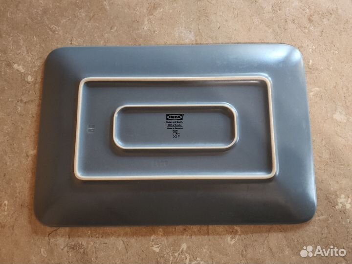 Тарелка Икея прямоугольник серая