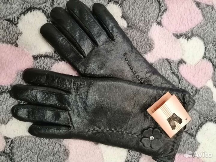 Перчатки женские кожаные, новые на овчине