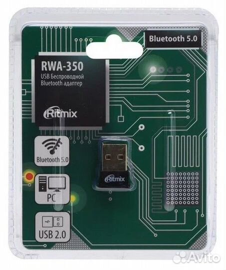 Адаптер Ritmix, RWA-350, bluetooth 5.0, беспроводн