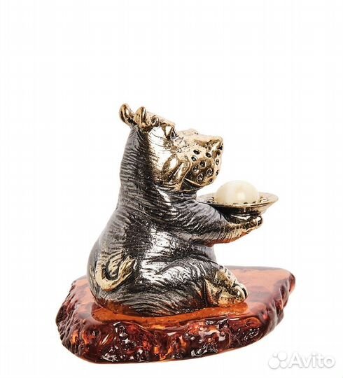Фигурка Бегемот праздник (латунь, янтарь) A2163310