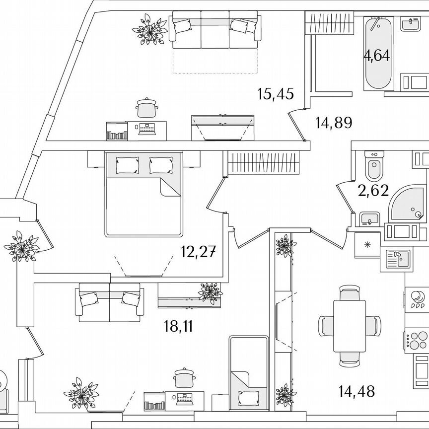 3-к. квартира, 86,6 м², 14/17 эт.