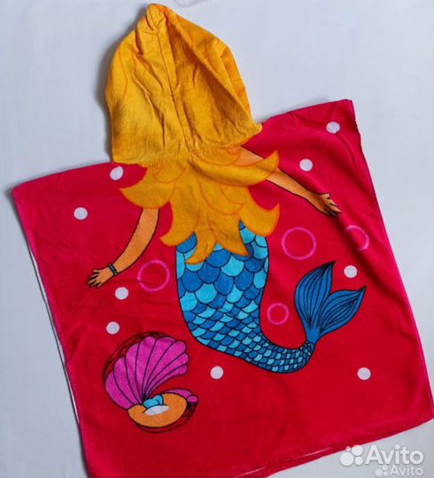 Полотенце пончо детское для бассейна на море