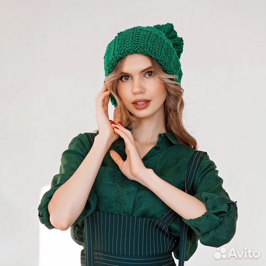 Дизайнерская шапка - снуд вязаная спицами.Handmade