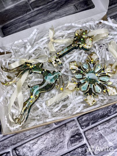 Новогодние игрушки ручной работы, подарочный бокс